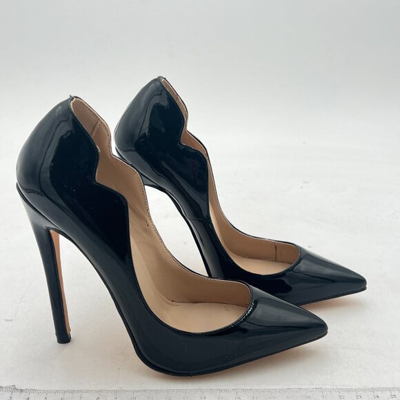 FSJ Women Pumps Sexy Pointed High Heel Patent Leather Classic Stilettos Slip On - Picture 3 of 7